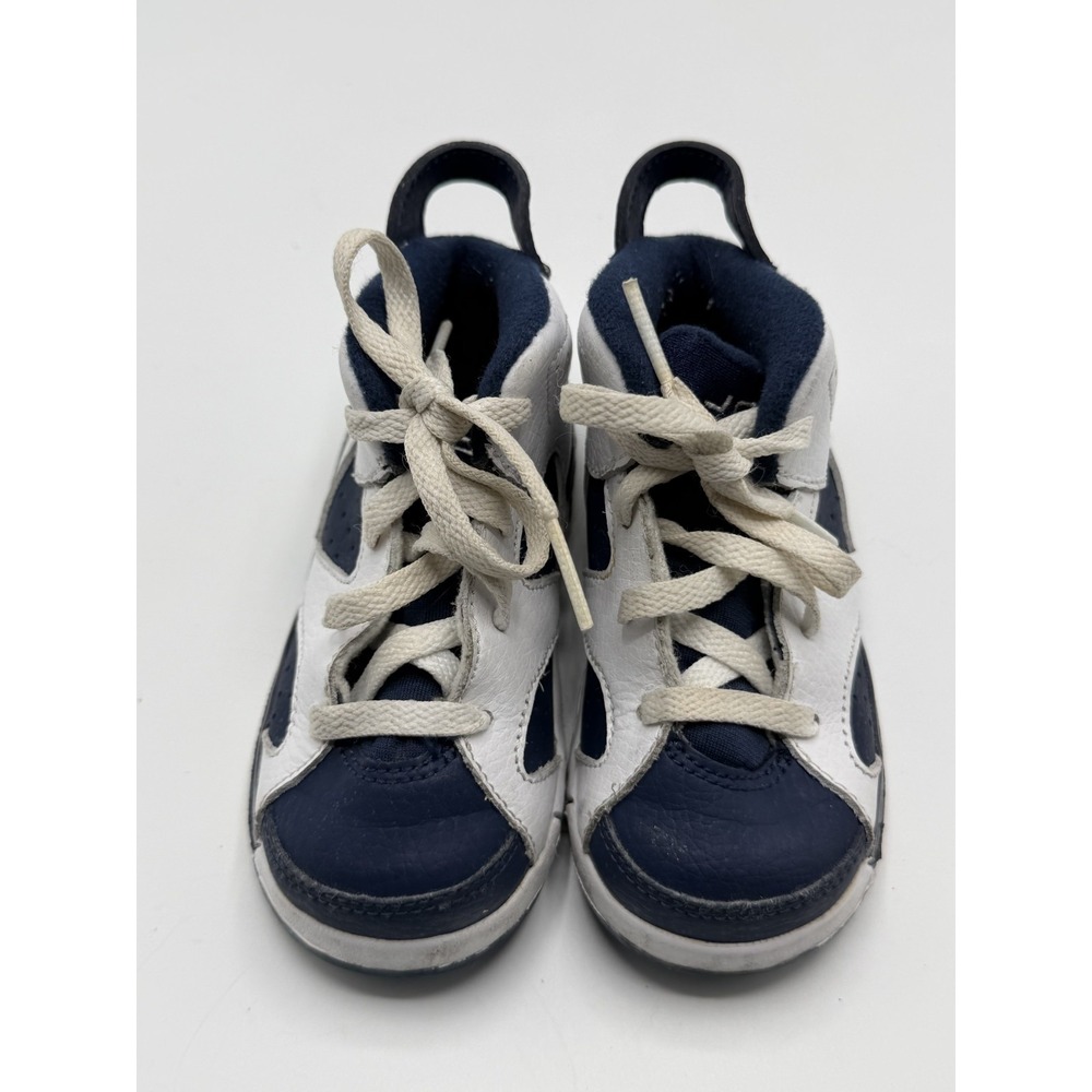 Jordan 6 Retro Olympic 384667-130 Toddler White Navy Size 7C
